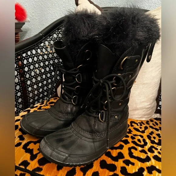 SOREL Joan of Arctic Premium Black Ladies Snow Boots Ski Apres Ski - Picture 2 of 8